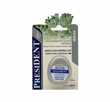 President White Dental Floss Natural Silk 25 m