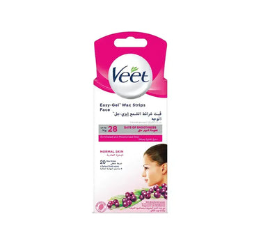 Veet Face Wax Strips For Normal Skin 20 Pcs + 4 Wipes