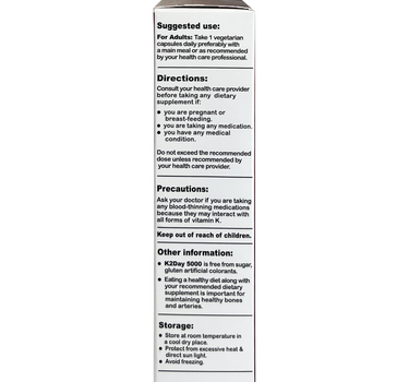 K2DAY 5000 mg Capsules 30'S For healthy bones and arteries