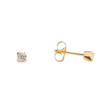 Studex 18K Gold Tiff Cubic Zirconia Earrings 3 mm