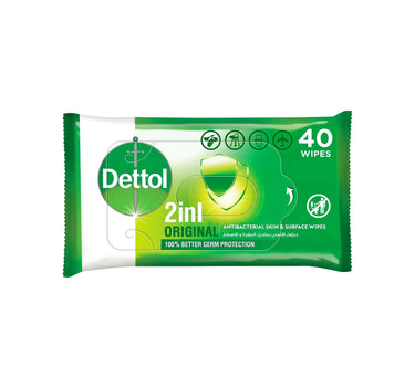 Dettol 2in1 Original Antibacterial Wipes 40 Pcs