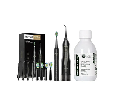 package Fairy Well Waterflosser + President Classic Mouthwash 200 Ml