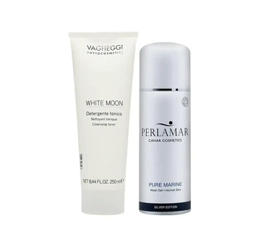 package Perlamar Pure Marine Wash Gel Normal Skin + Vaghessi White Moon Toner