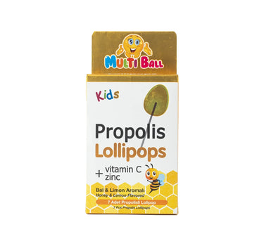 Multiball Propolis + Zinc + C Lollipops 7 Pcs Honey & Lemon Flavored