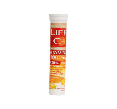 Life C+ Vitamin C 1000mg + Zinc 25mg- 20 Effervescent Tabs