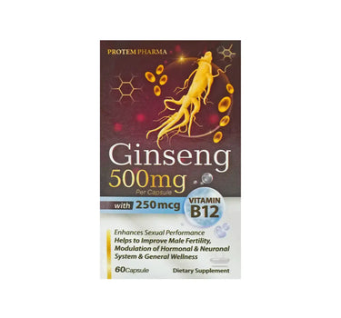 Protem Pharma Ginseng 500 mg + Vitamin B12 - 60 Caps
